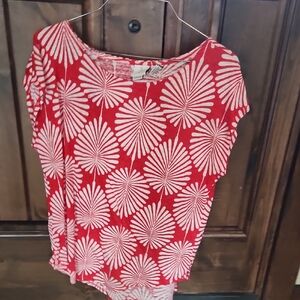 Joie Red and White Patterned Short Sleeve Top
